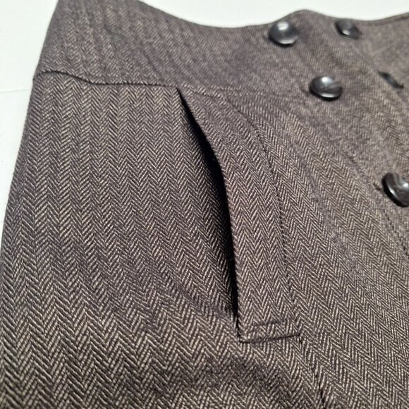 Apt 9 Skirt Womens Size 10 Brown Buttons Zip Side 16W‎ x 23L A Line Academia - Picture 2 of 7